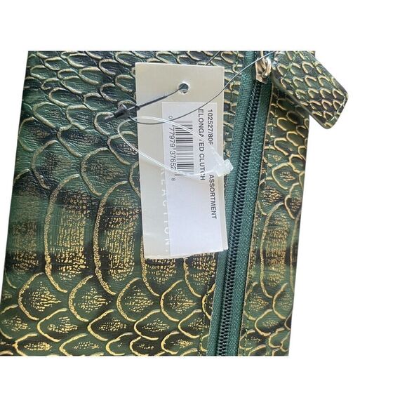 NWT Kenneth Cole Reaction Snake Print Elongated Clutch Green/ Black / Coin Purse - Picture 5 of 10